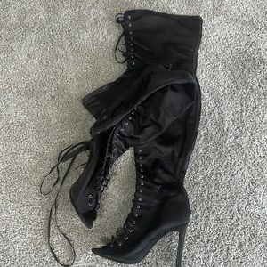 Lace-Up Thigh Boots